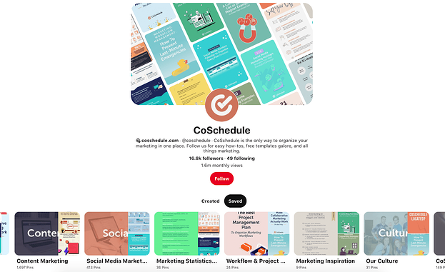 CoSchedule's Pinterest Boards