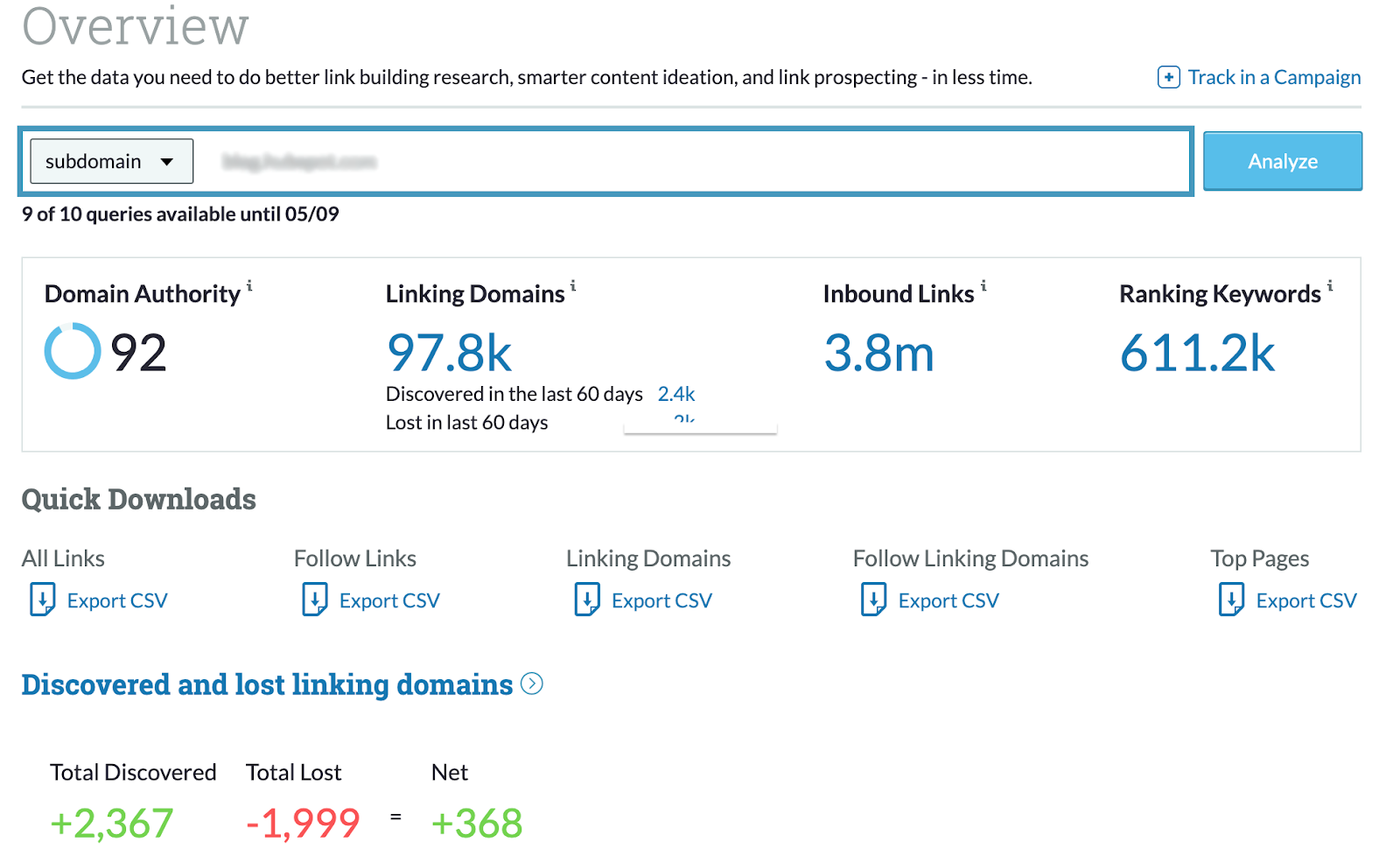 Moz backlink analysis tool