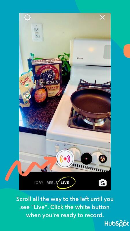 Step two to creating an Instagram Live is clicking "Live" button