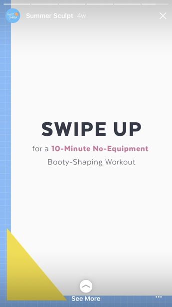 Swipe Up Link Example: PopSugarFitness