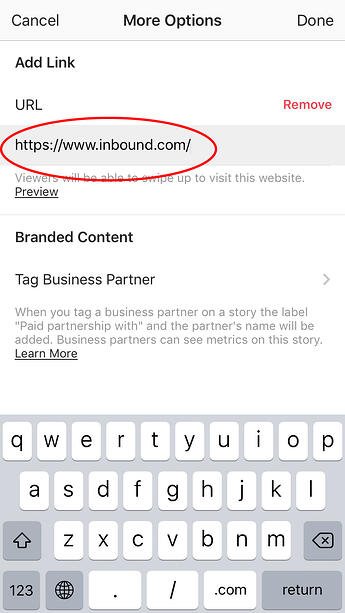 Add Link to Instagram Story: Designate URL