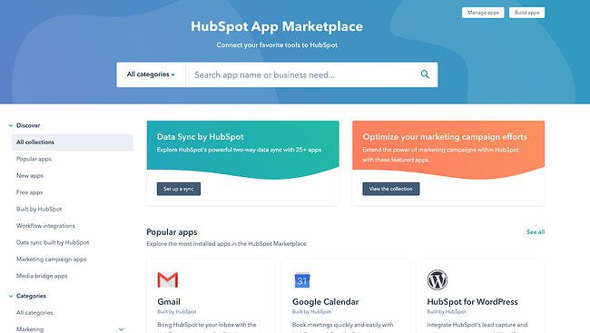 HubSpot app marketplace