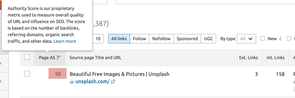 SEMRush's authority score