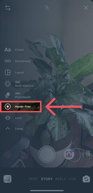 Hands-free mode in Instagram Stories