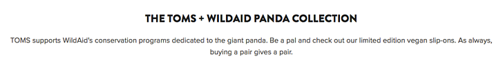 TOMS wild aid panda collection