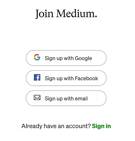 Join Medium sign-up page