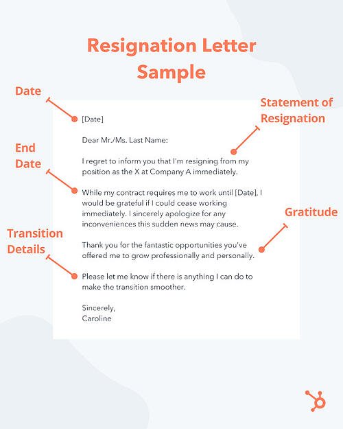 immediate resignation letter sample