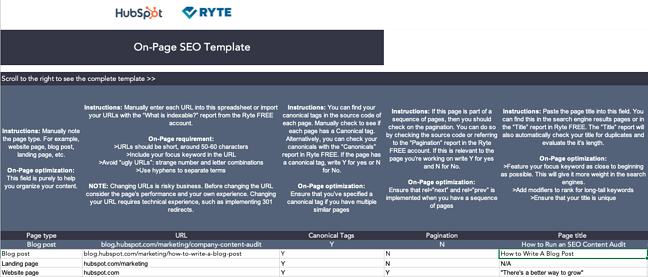 website content audit template