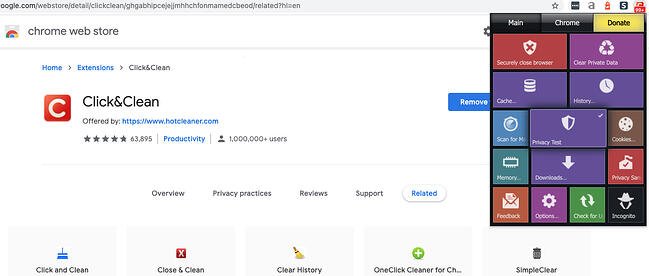 Click and Clean Chrome extension