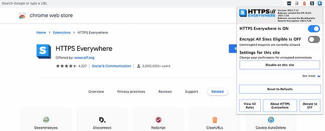 HTTPS Everywhere Chrome extension