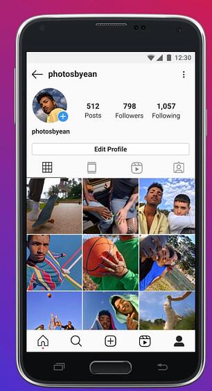 instagram lite profile tab ux example