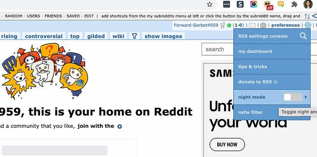 Reddit Enhancement Suite Chrome extension