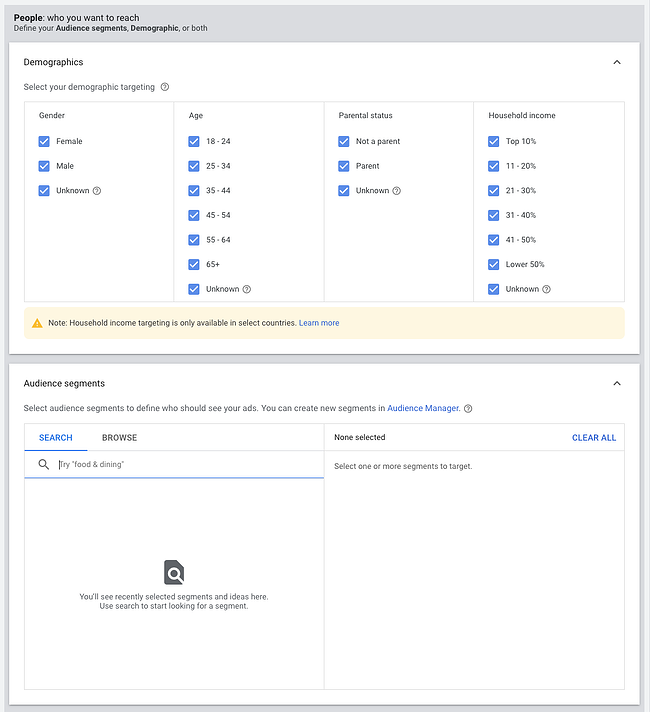 How to advertise on YouTube: Choose demographics