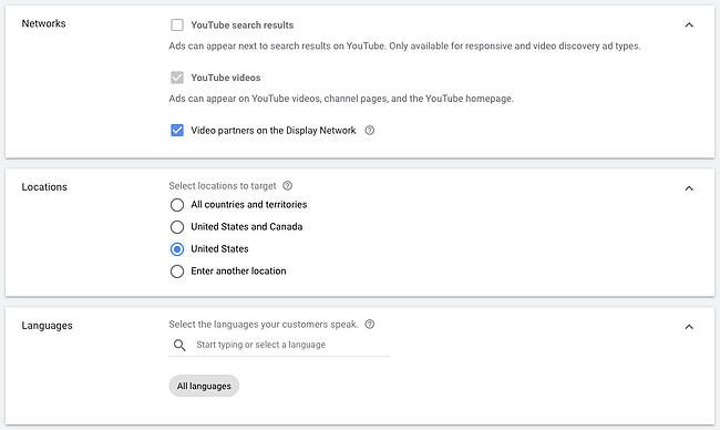 How to advertise on YouTube: Choose networks and locations