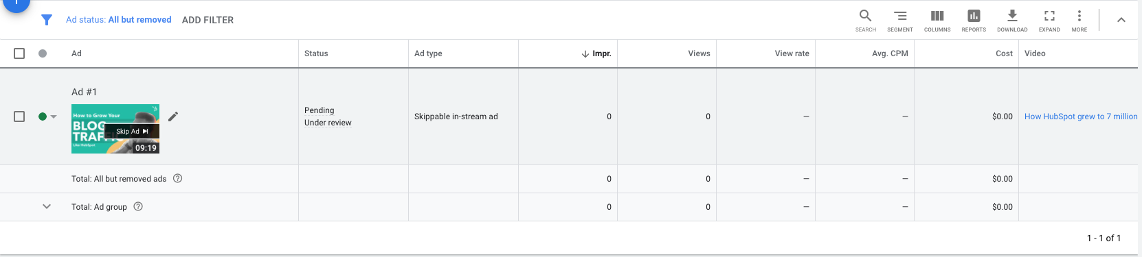 YouTube ads views and impressions