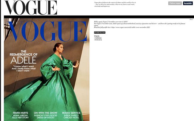 Tumblr blog example: Vogue
