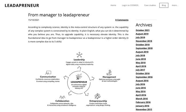 Weebly blog example: Leadapreneur