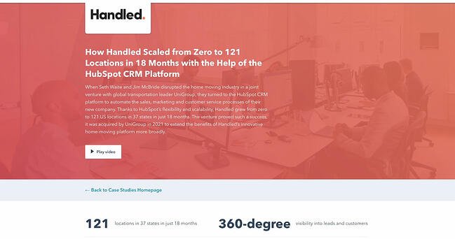Case study example from HubSpot