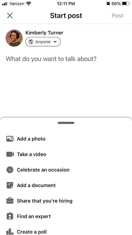 Adding video to LinkedIn via mobile app
