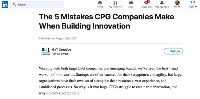 LinkedIn article written by G + T Creative