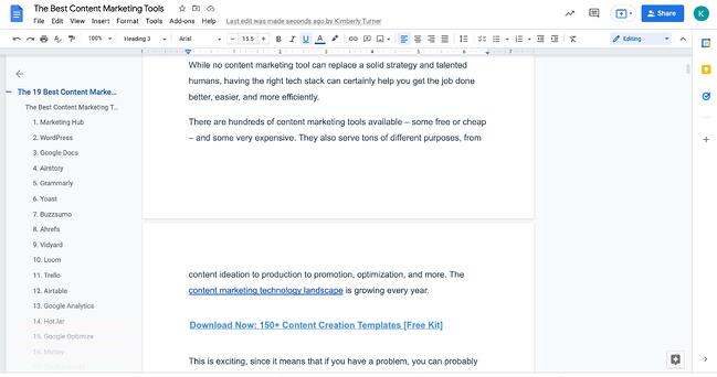 Content Marketing Tools: Google Docs