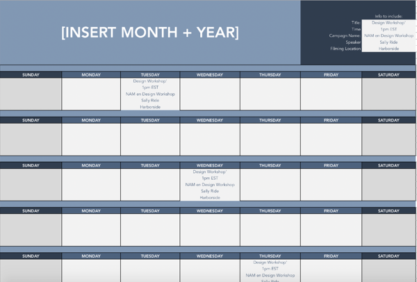 Facebook live schedule template.