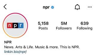 short instagram bio idea: npr example