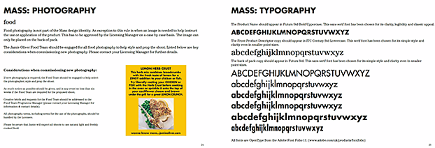 Typography guidelines for Jamie Oliver