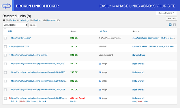 best wordpress plugins for marketers: broken link checker