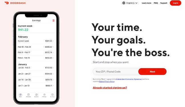 DoorDash landing page example