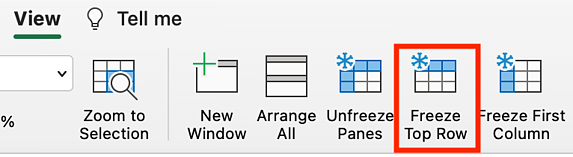 freeze top row in excel steps: select freeze top row