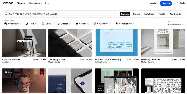 website design inspiration sources behance