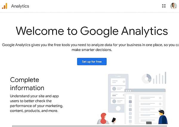 Google Analytics homepage