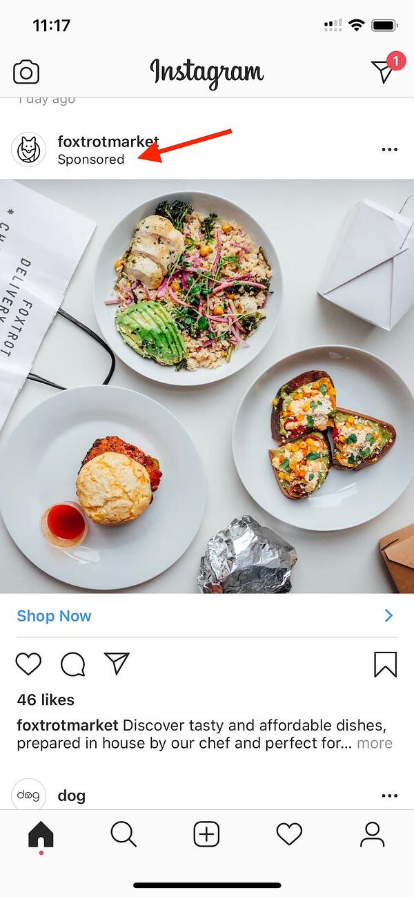 paid advertising example instagram