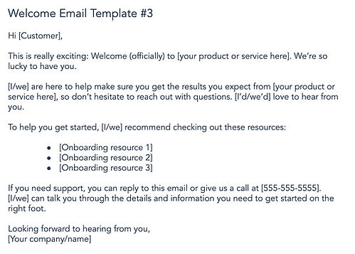 customer welcome email