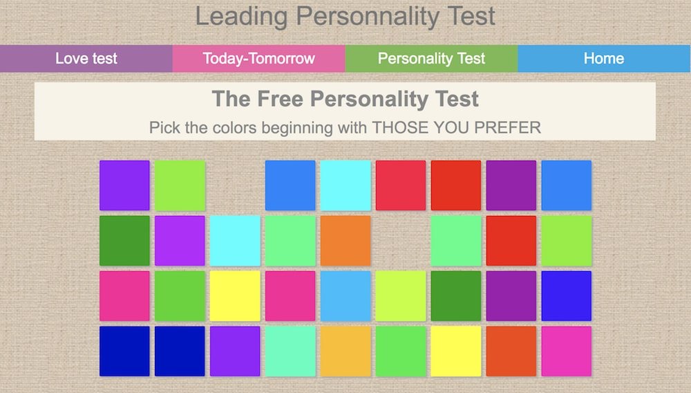 test color free personality test you can take online