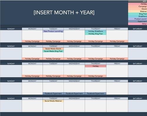 social media content calendar