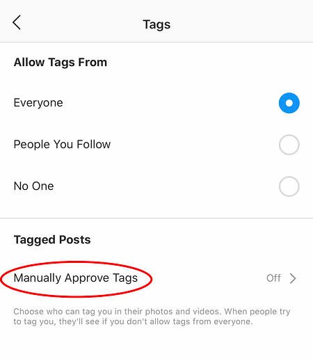 click manually approve tags to hide photos you're tagged in