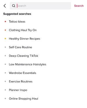 tiktok search bar to find trends
