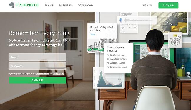 CTA example: Evernote