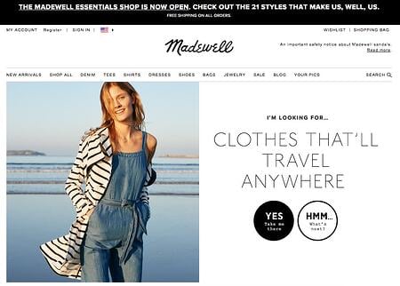 CTA example: Madewell