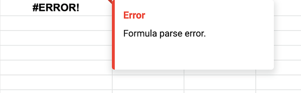 formula parse error warning message