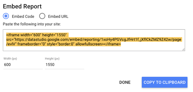 google data studio tips: embed reports