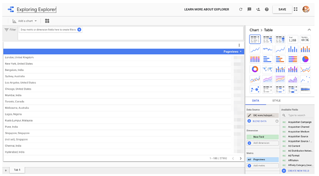google data studio tips: explorer view