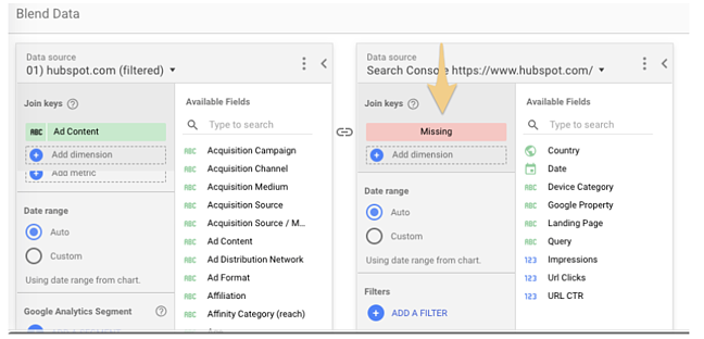 google data studio tips: join keys