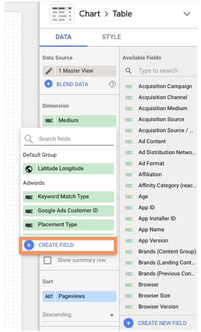 google data studio tips: create new field