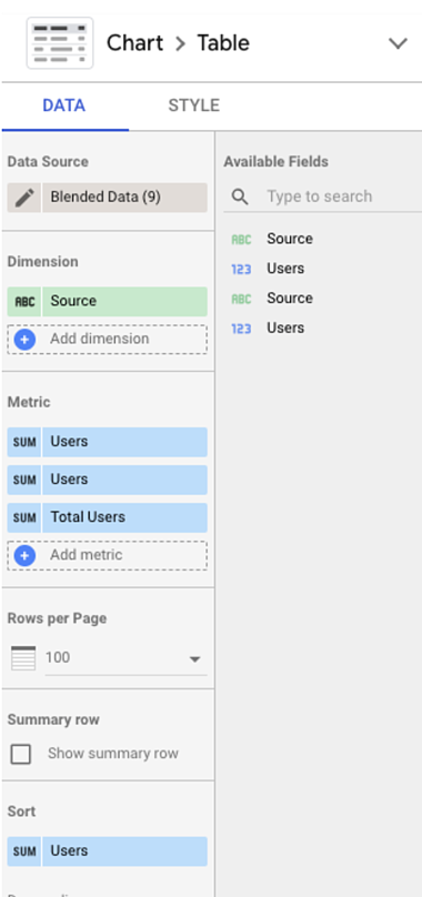 google data studio tips: blended field