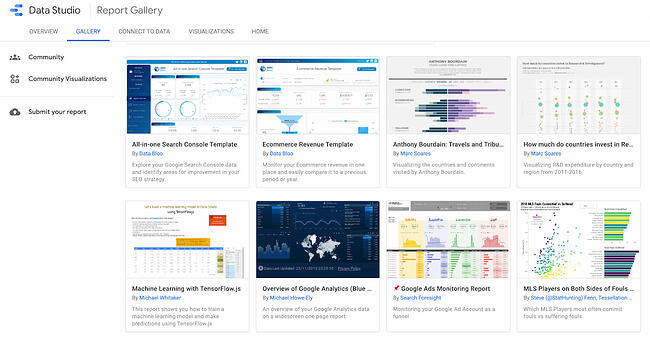 how to use google data studio: explore report gallery