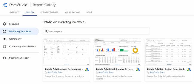 google data studio tips: use template