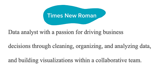 best resume font: times new roman